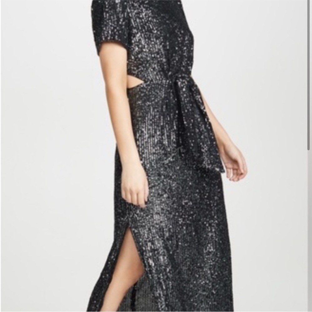 C/MEO Collective Lustre Black Sequin Cut Out Midi Dress - Picture 3 of 11